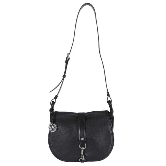 Michael Kors Jamie Black Leather Saddle Crossbody Bag - Picture 4 of 10